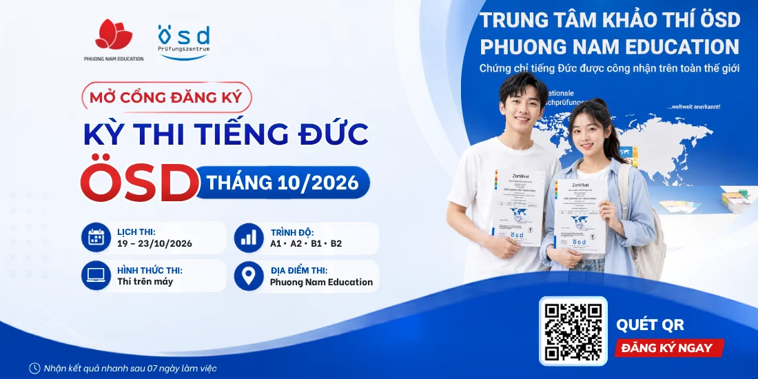 Thông báo tổ chức kỳ thi cấp Chứng chỉ năng lực tiếng Đức ÖSD tháng 10/2026