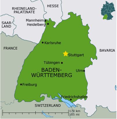 Bang Baden - Wurtenberg là bang lớn thứ ba trong các bang của Đức