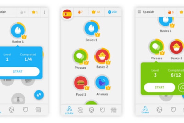 Giao diện của app học tiếng Đức trên điện thoại Duolingo