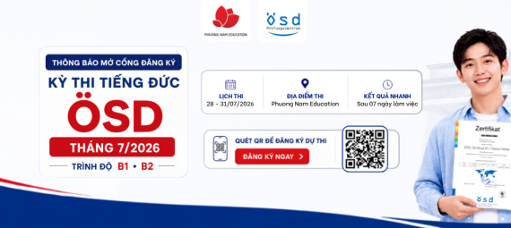 Thông báo lịch thi cấp Chứng chỉ năng lực tiếng Đức ÖSD tháng 07/2026